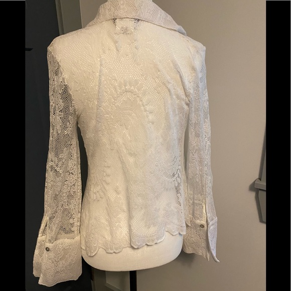 🐦2/30 BEBE white lace blouse size xs - Picture 2 of 8